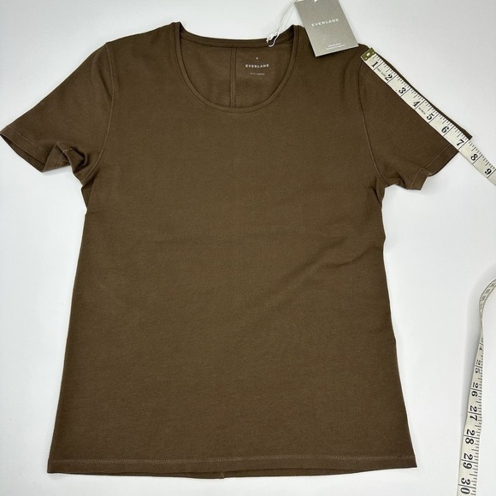 Everlane Womens Supima Cotton Scoopneck Tee Cocoa Brown Short Sleeve Small NWT - Picture 10 of 11